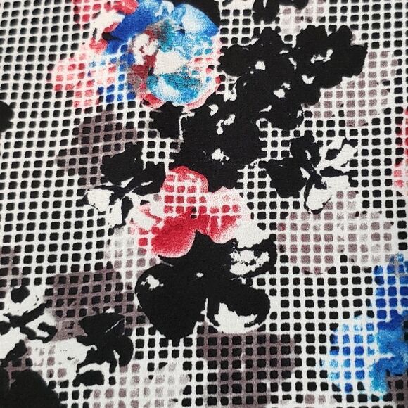 🔺️Express Blue & Floral Checkered Reversible Flowy Sleeveless Top Large - Picture 12 of 13